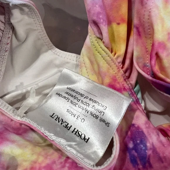 Posh Peanut Tie dye Rainbow one piece swimsuit for baby girl 0-3 - Picture 4 of 5